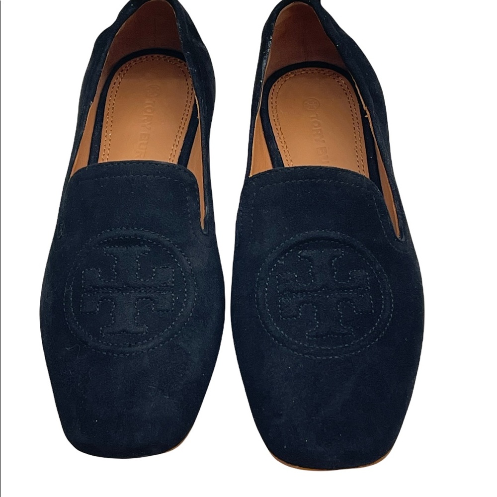 Tory Burch Ruby Suede Logo Smoking Slipper Loafers size 5.5 M
